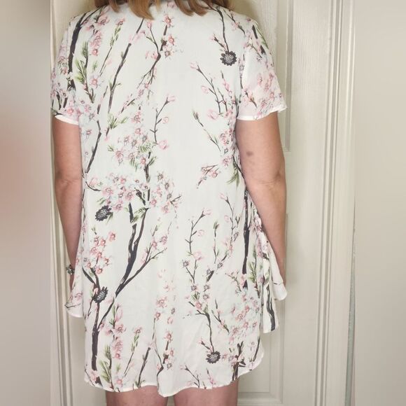 Dressfo 12 White Floral Print Shortsleeves Women's Opened Cardigan - Picture 7 of 13